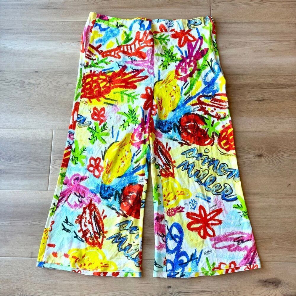 Simon Miller Bright Multi-Color Abstract Wide Leg Pants